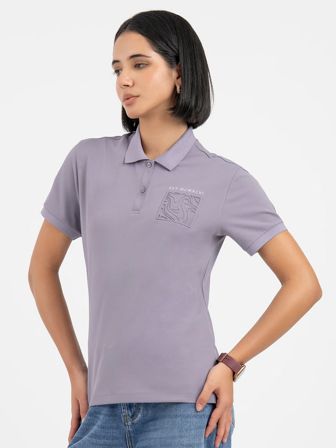 Deep Purple Polo T-Shirt for Women - Image 2