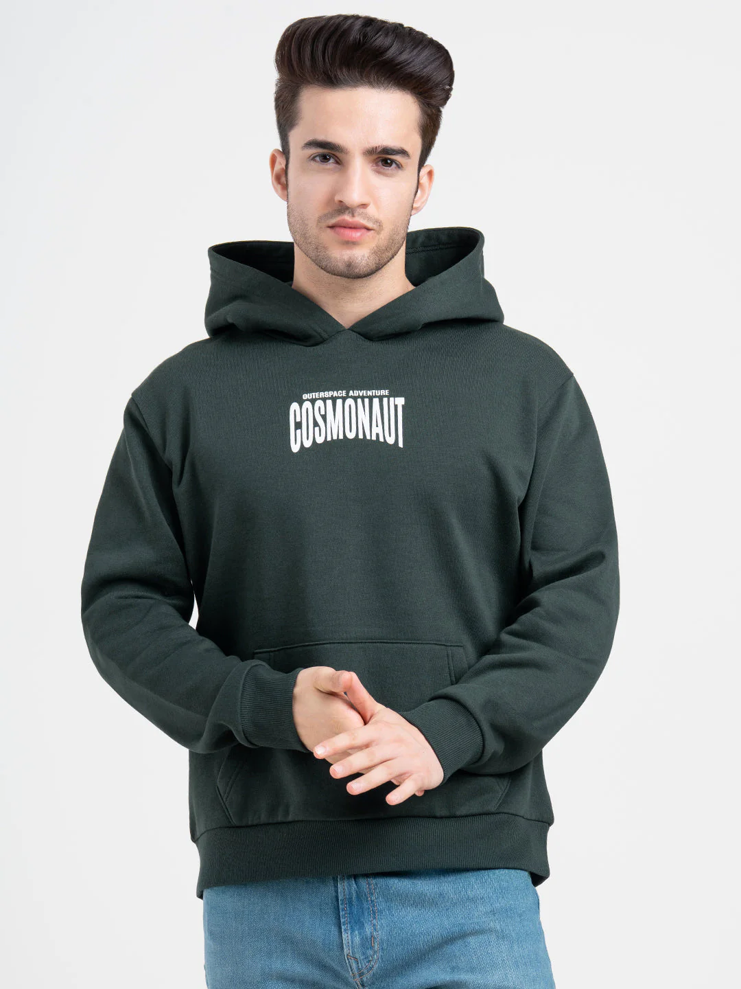 Forest Green Graphic Hoodie for Men | Warmth Meets Everyday Style - Image 3