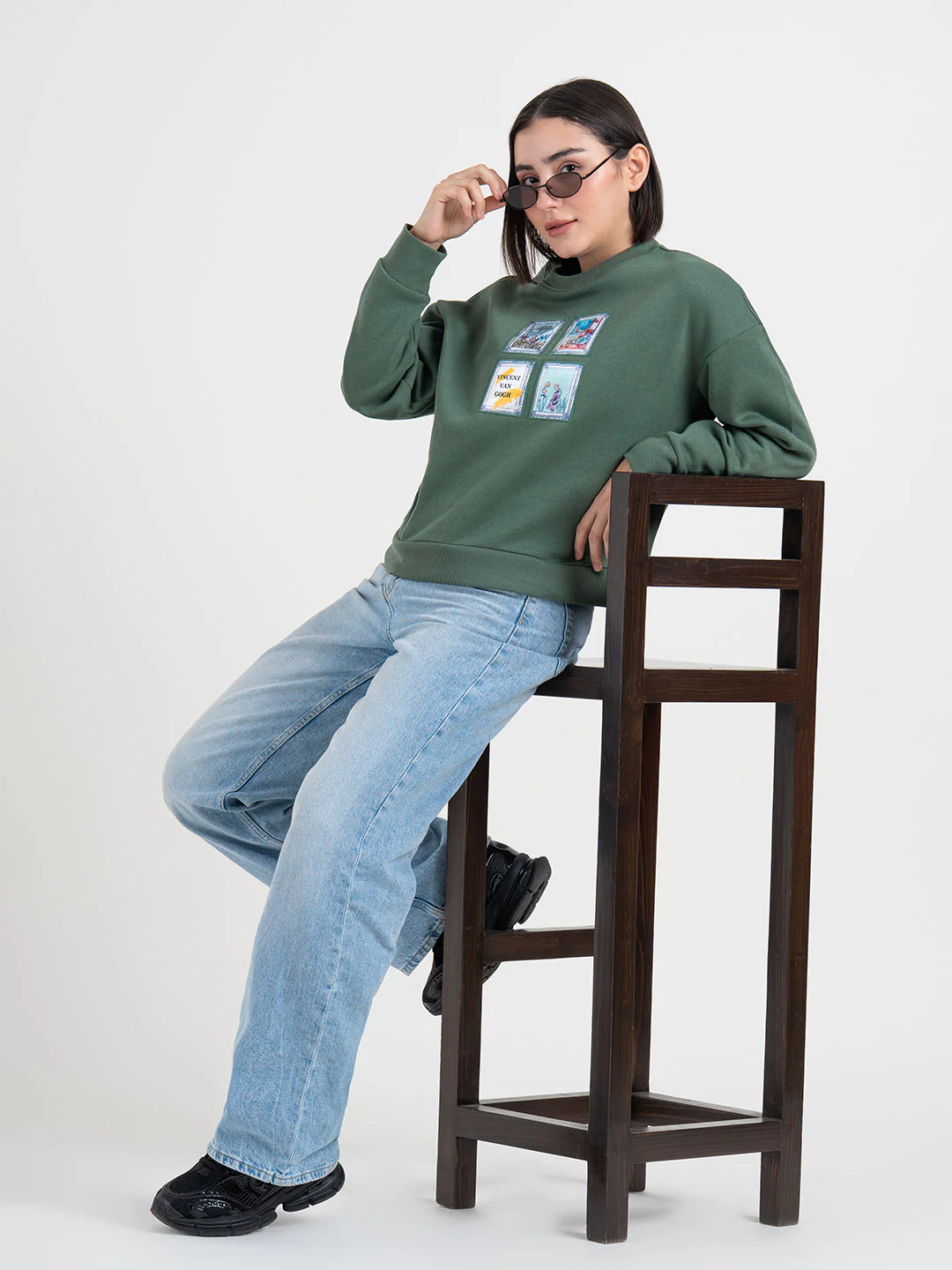 Green Graphic Sweatshirt for Women | Winter Fashion Statement