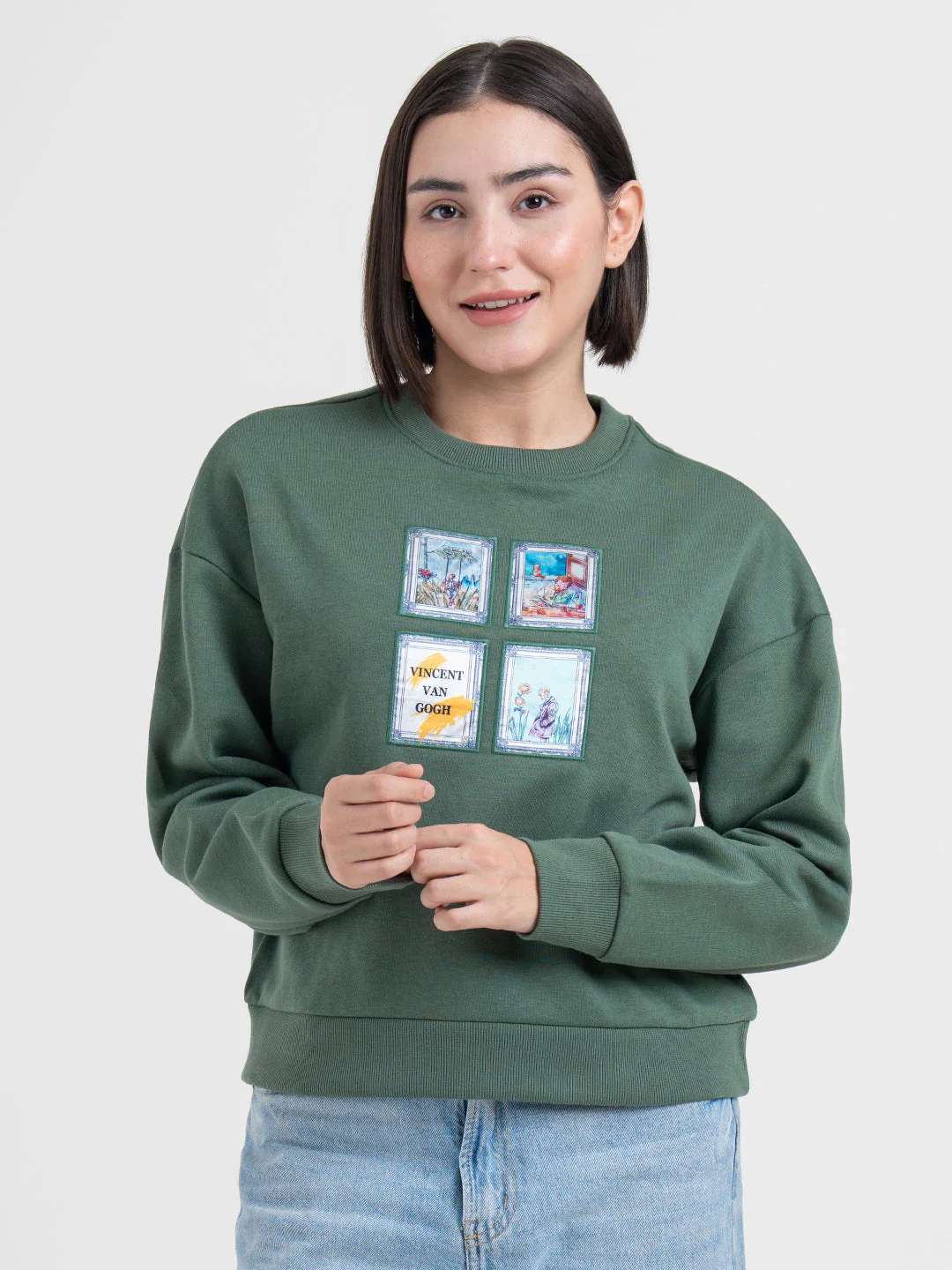Green Graphic Sweatshirt for Women | Winter Fashion Statement - Image 7