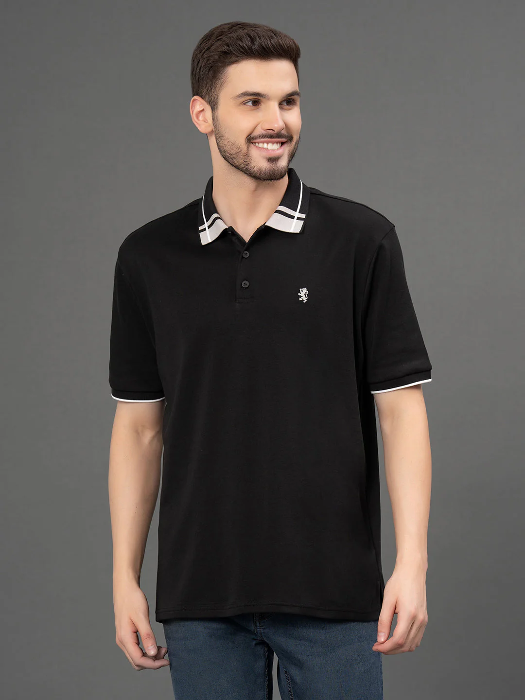 Jacquard Collar Polo T-Shirt for Men