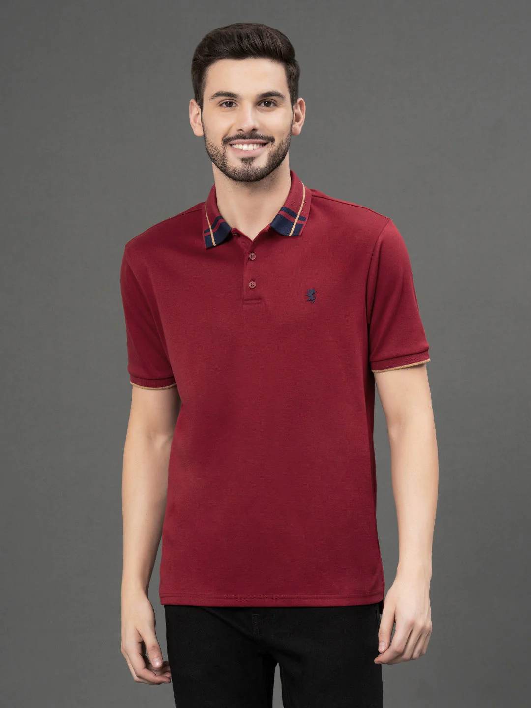 Jacquard Collar Polo T-Shirt for Men