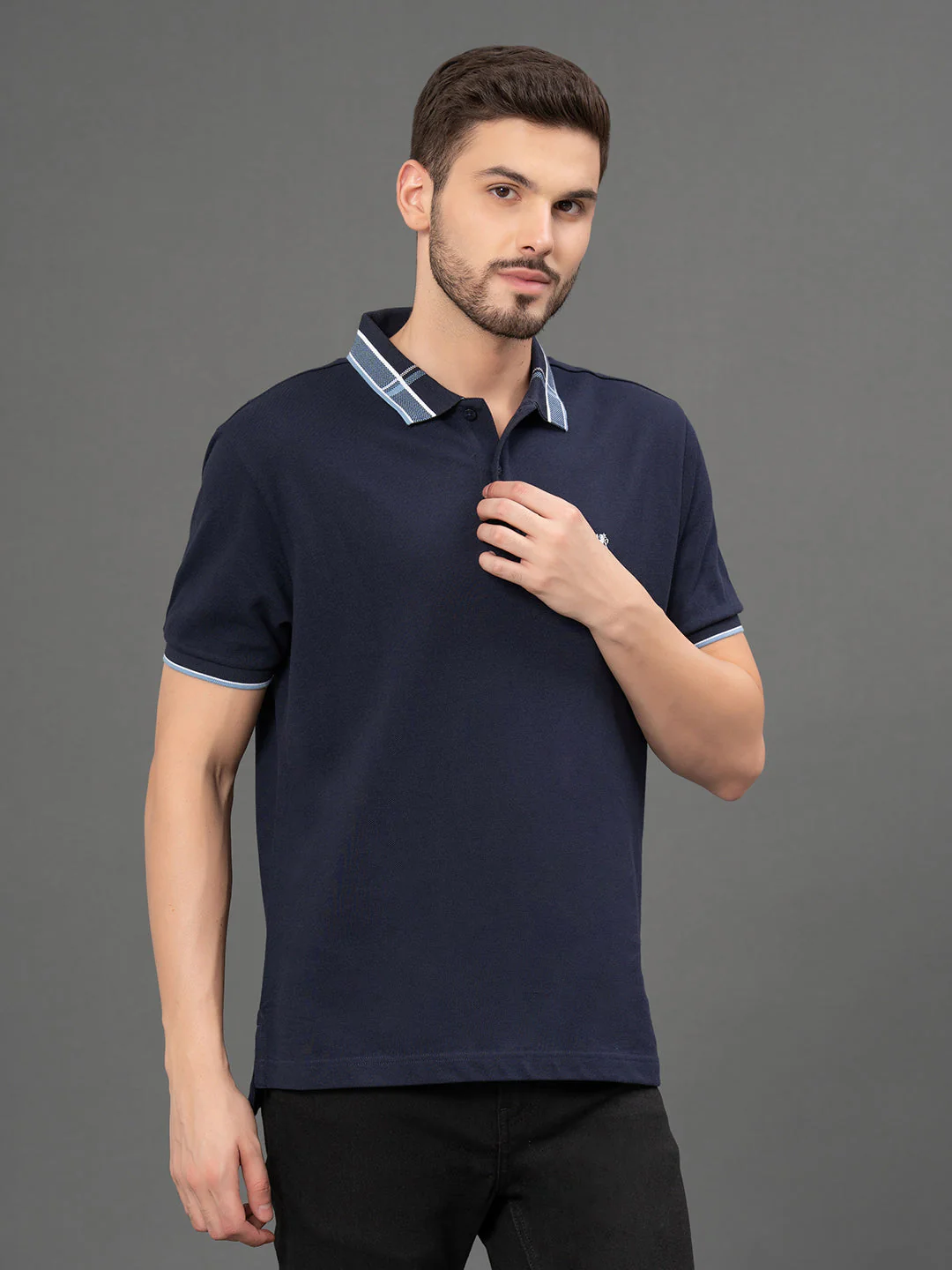 Jacquard Collar Polo T-Shirt for Men