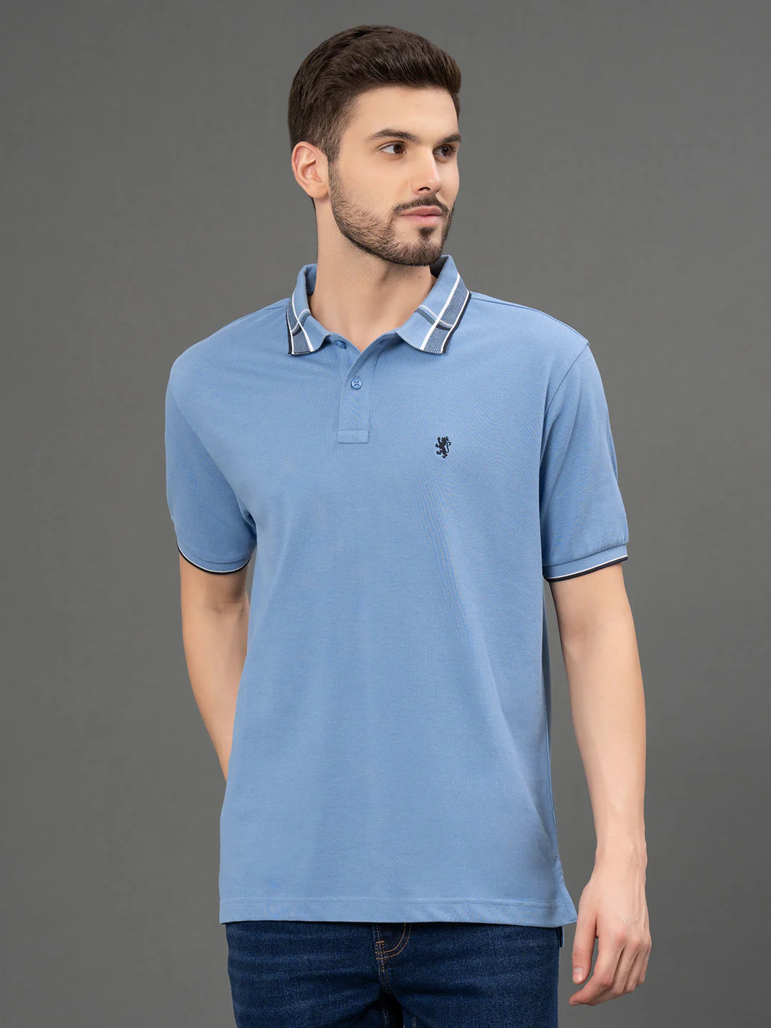 Jacquard Collar Polo T-Shirt for Men