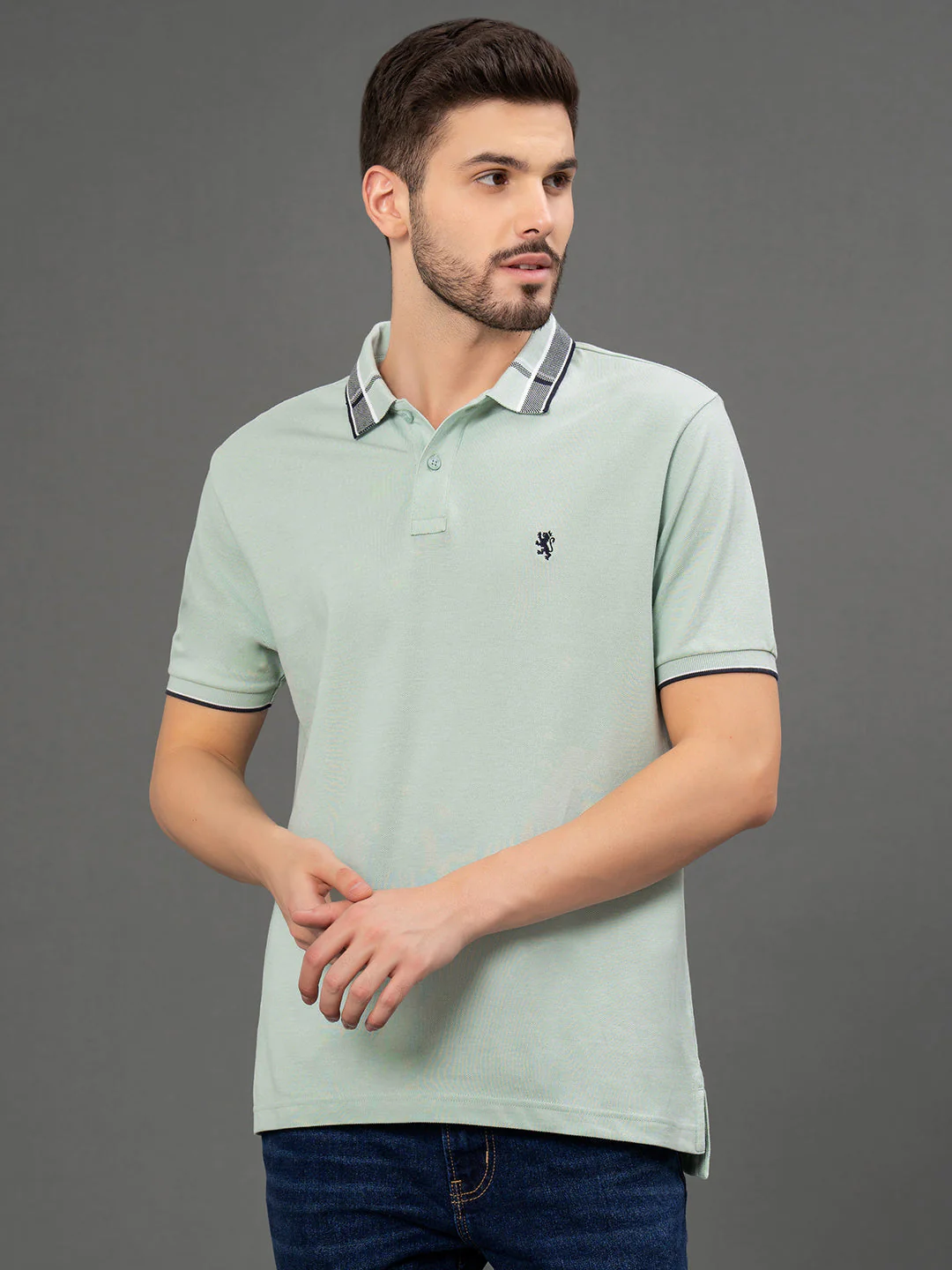 Jacquard Collar Polo T-Shirt for Men