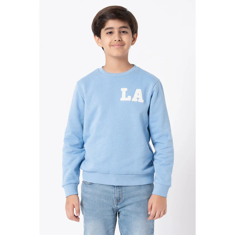 Kids Unisex Slate Blue Embroidered Sweatshirt