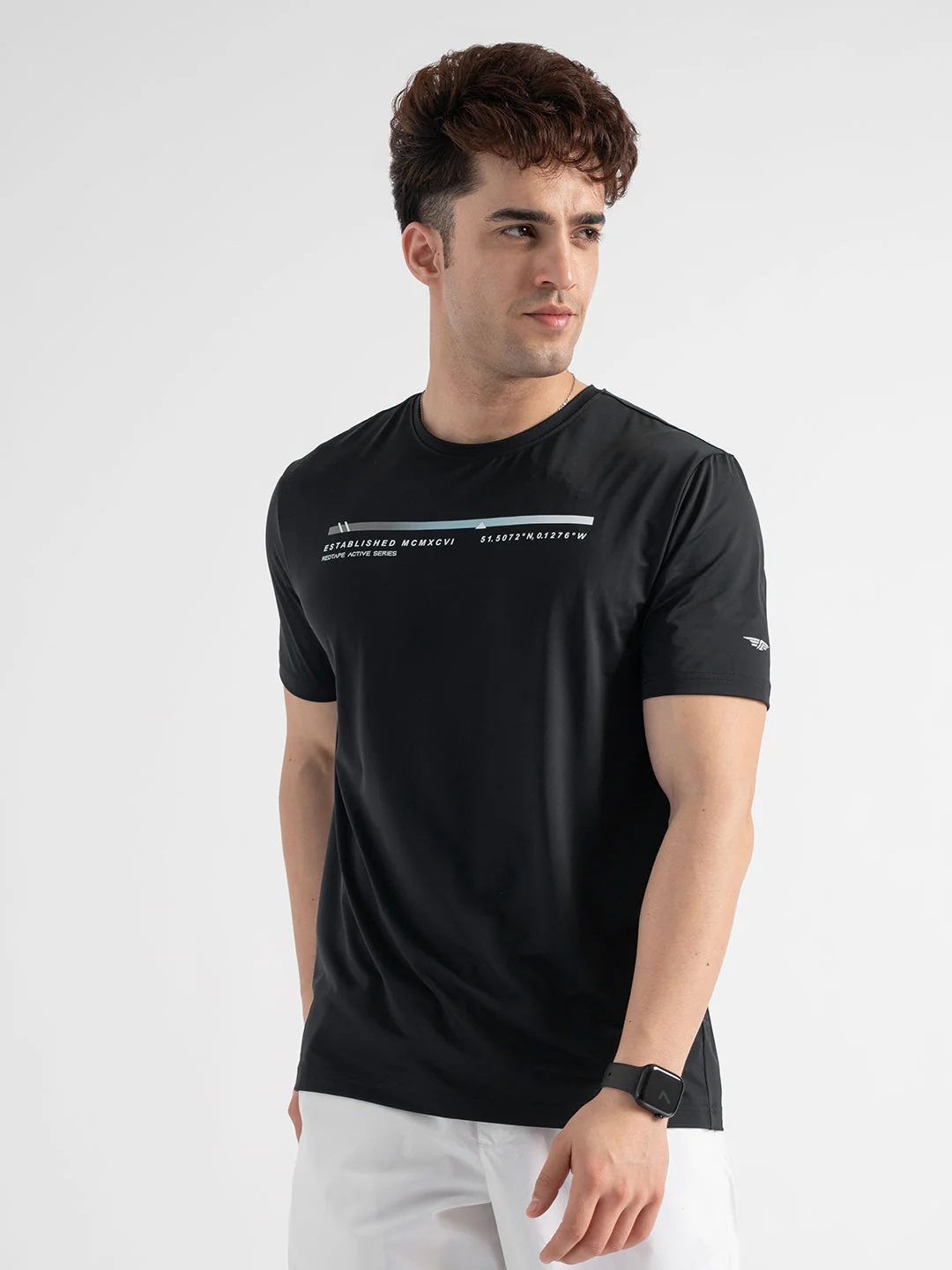 Men's Activewear Graphic Black T-Shirt