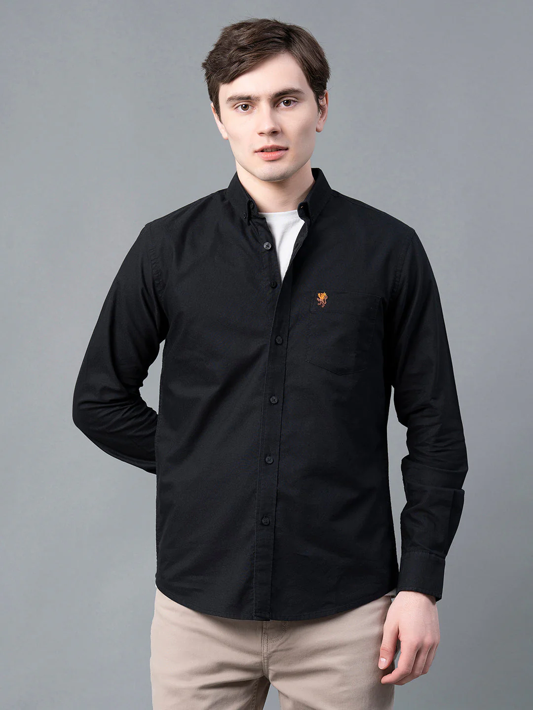 Men Black Solid Pure Cotton Shirts