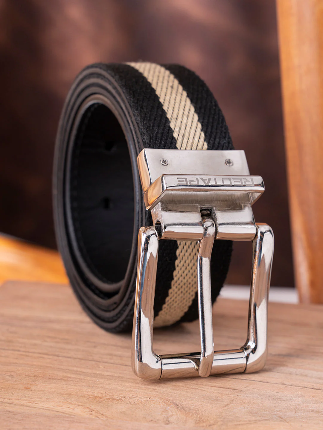 Men Black Stone Leather Belt