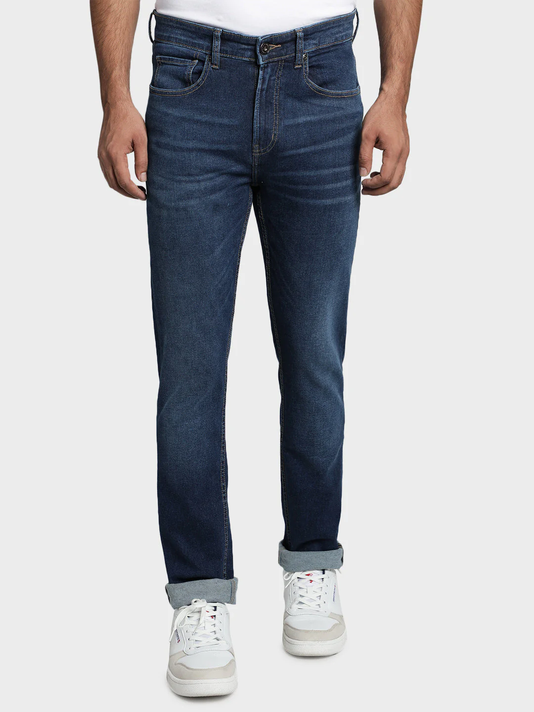 Men Dark Blue Cotton Elastane Skinny Fit Jeans