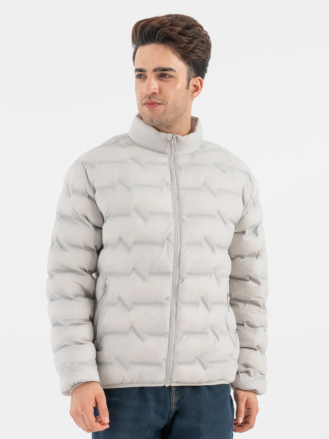 Men’s Ice Grey Padded Jacket - Image 2