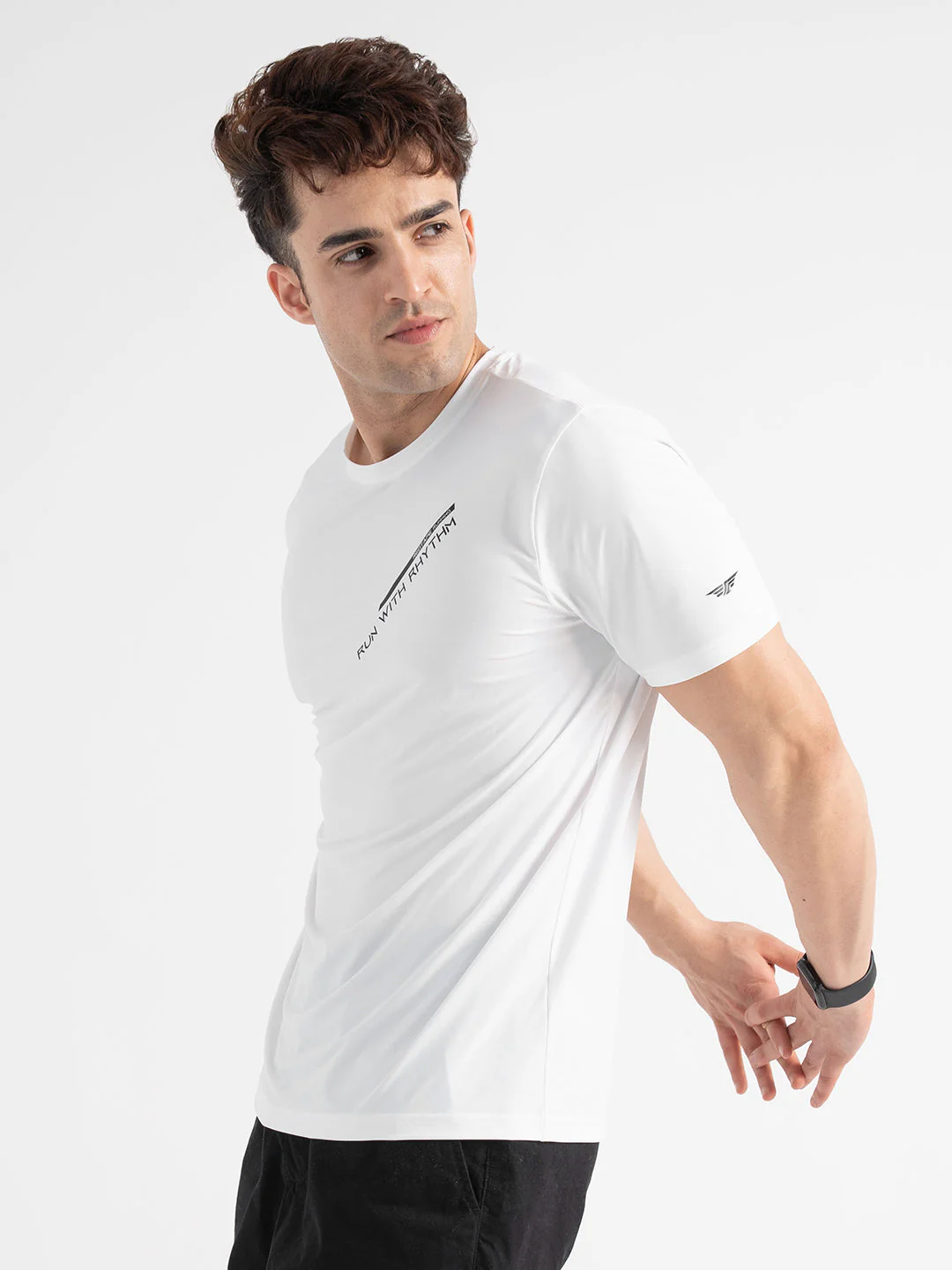 Men’s White Activewear Graphic T-Shirt - Image 2