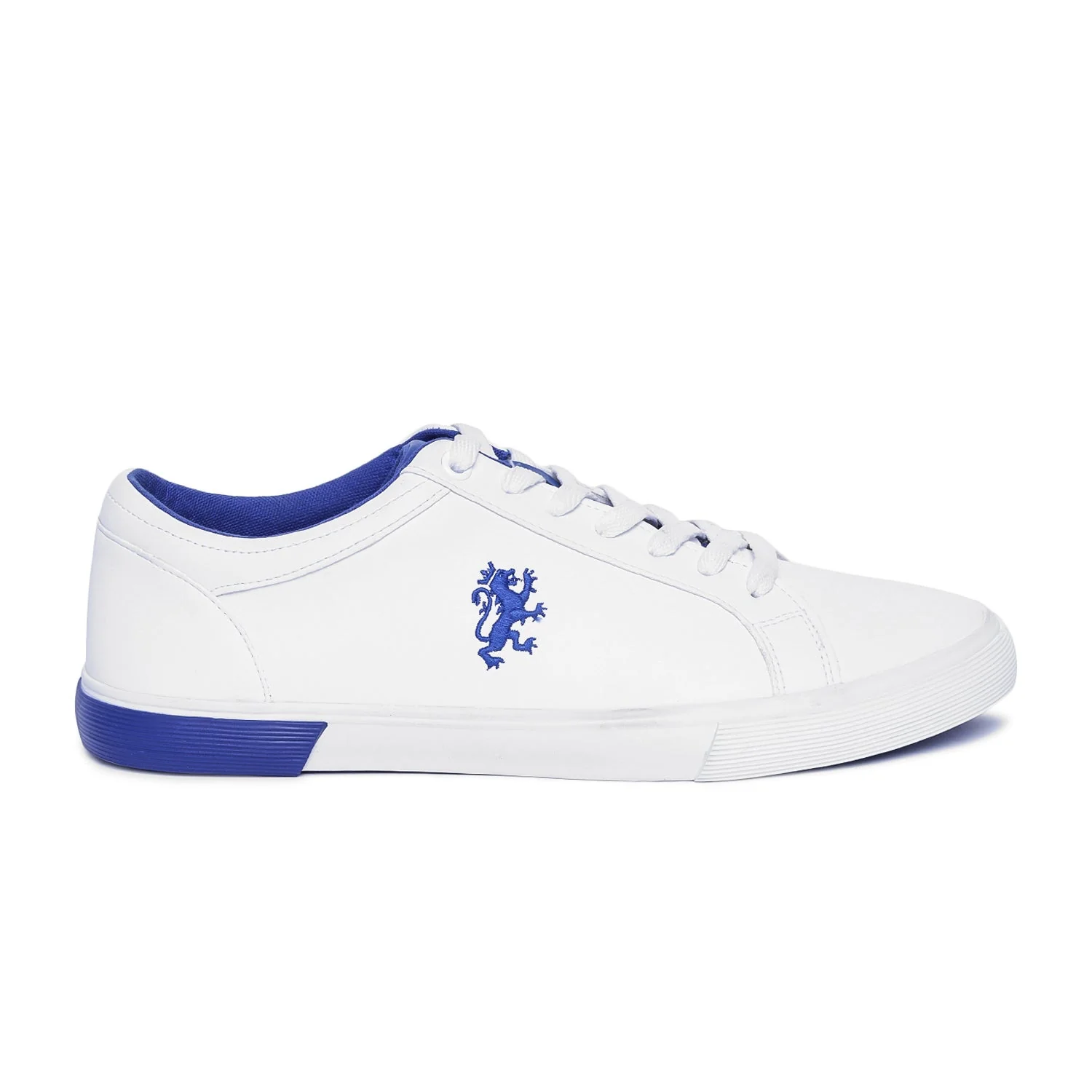 Men White And Indigo Blue Sneakers - Image 3