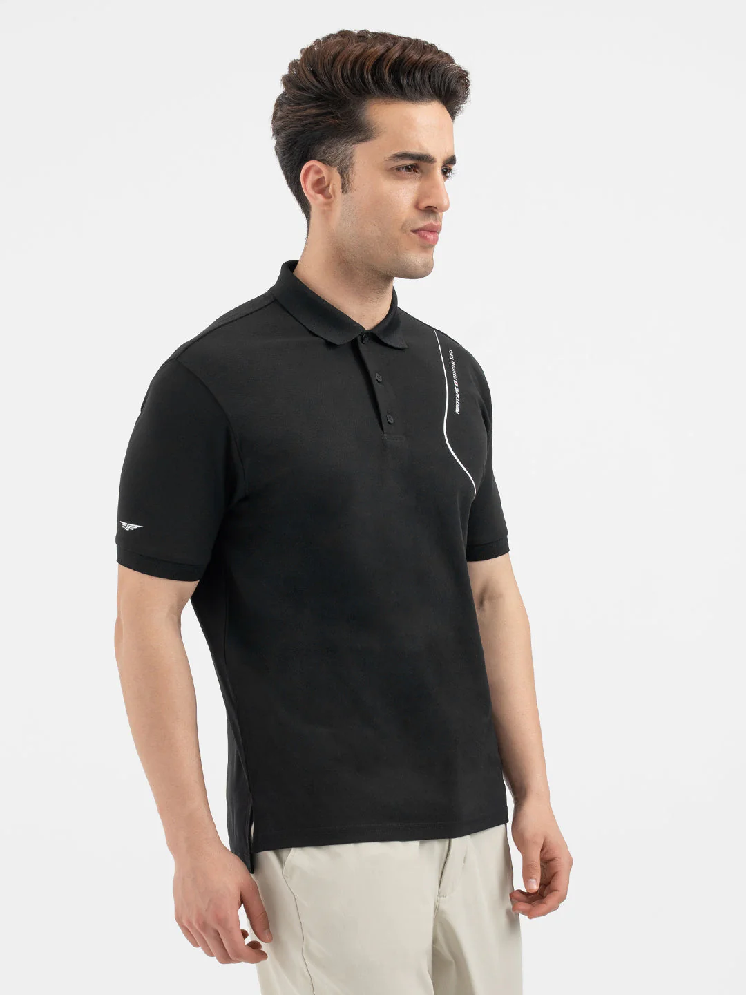 Red Tape Men’s Black Athleisure Polo T-Shirt - Image 6