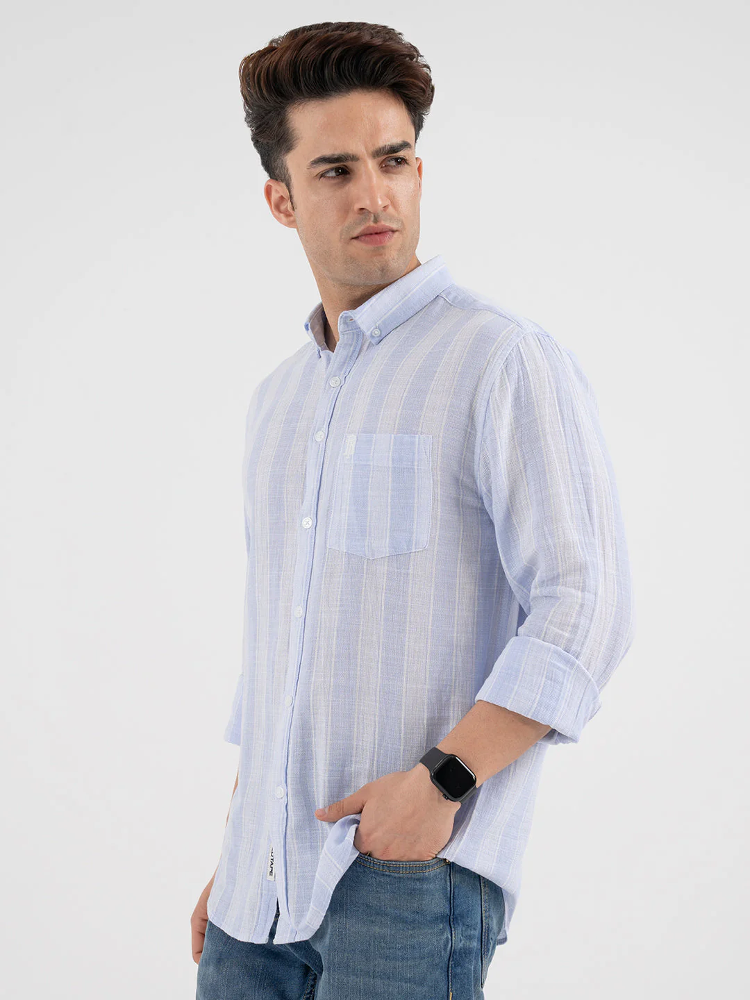 Red Tape Men’s Blue Striped Shirt - Image 2