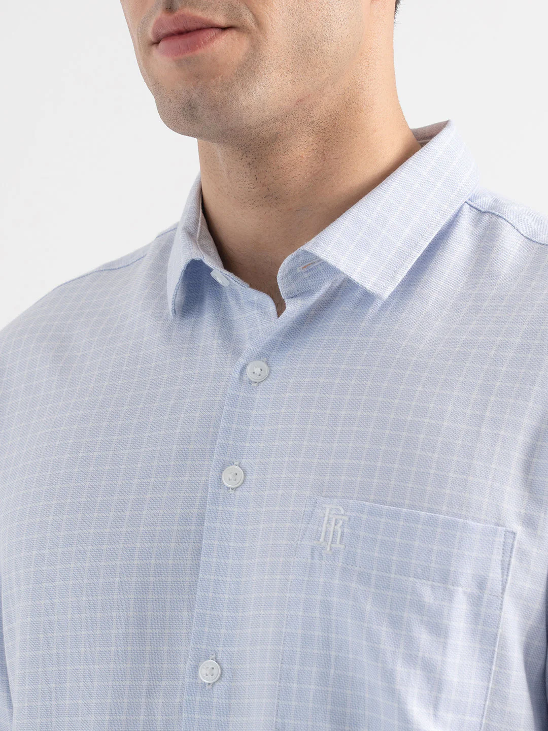 Men’s Casual Blue Check Shirt - Image 4