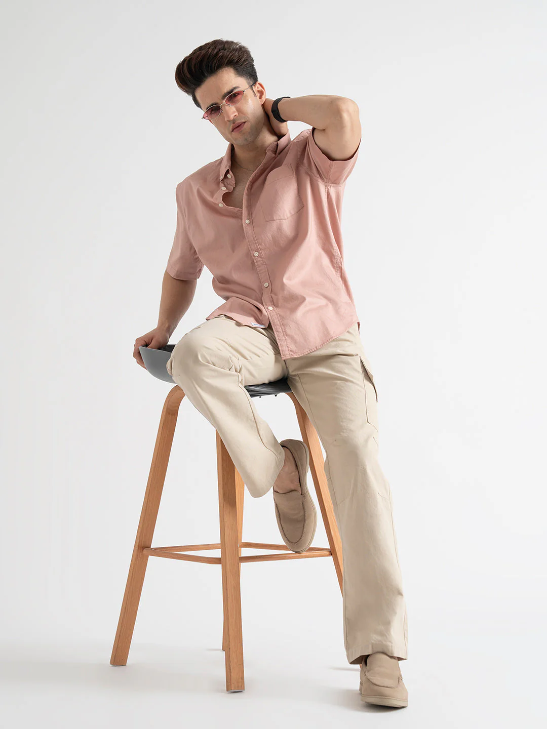 Men’s Casual Dusky Pink Shirt - Image 5