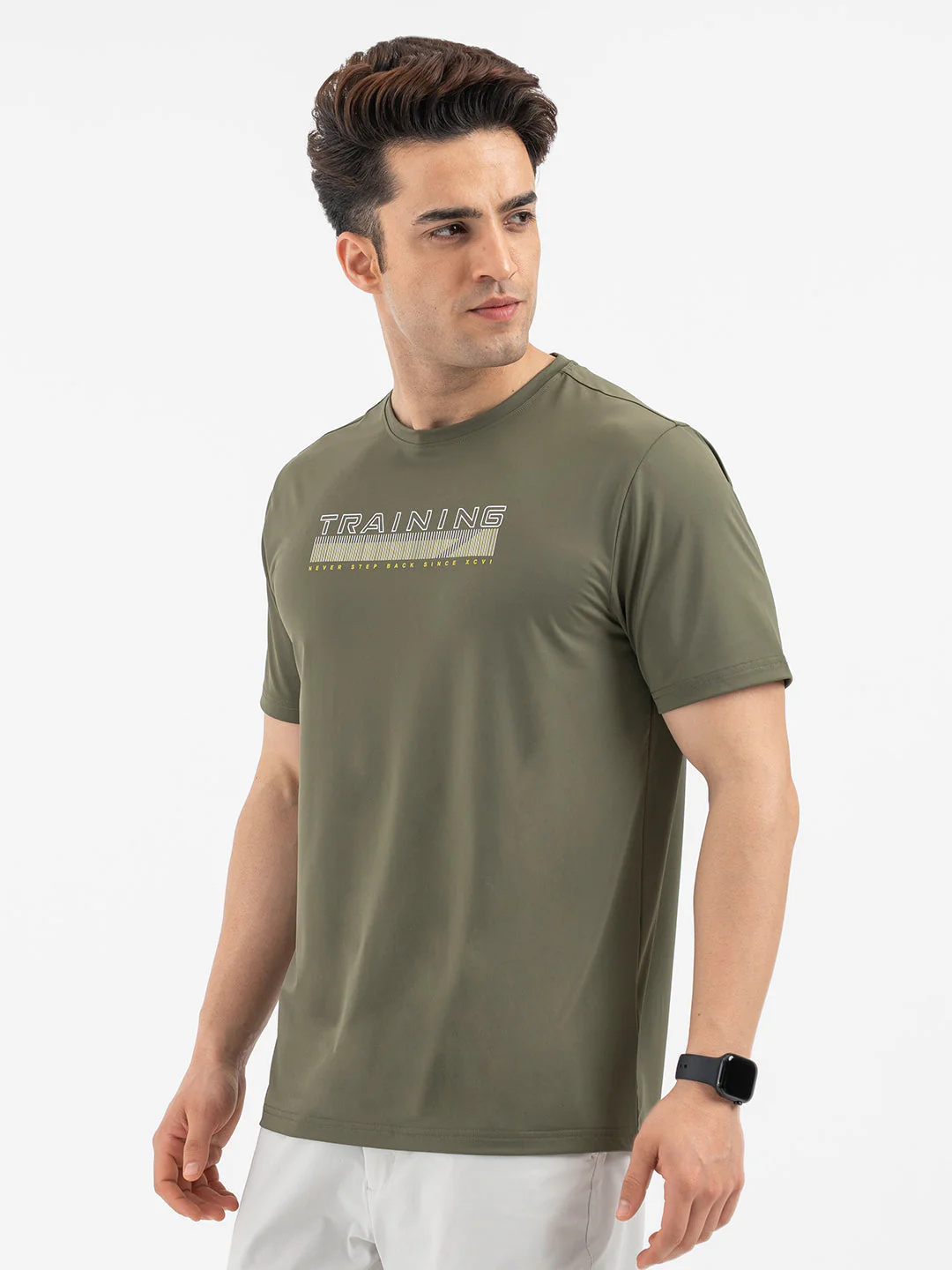 Red Tape Men’s Dark Olive Graphic Activewear T-Shirt - Image 2