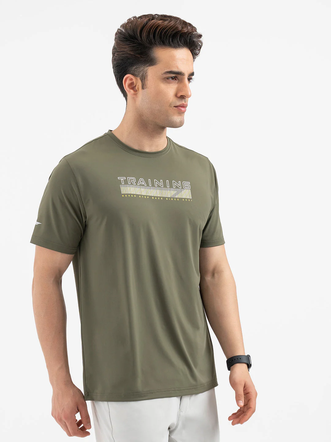 Red Tape Men’s Dark Olive Graphic Activewear T-Shirt - Image 6