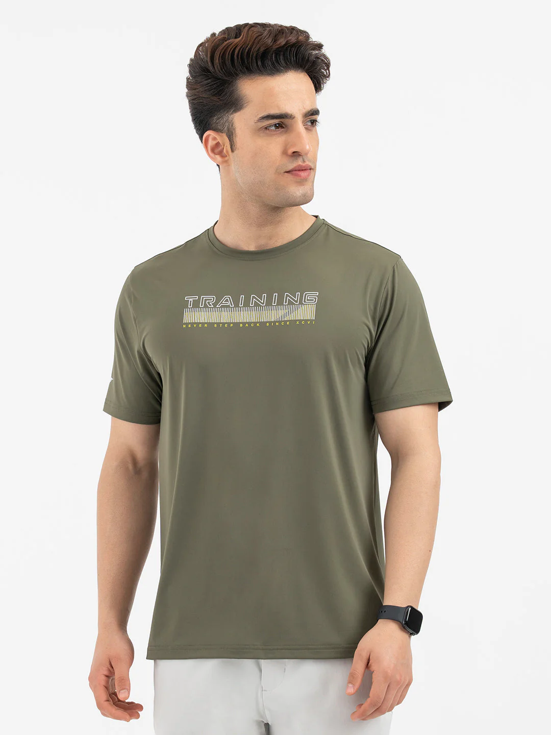 Red Tape Men’s Dark Olive Graphic Activewear T-Shirt - Image 7
