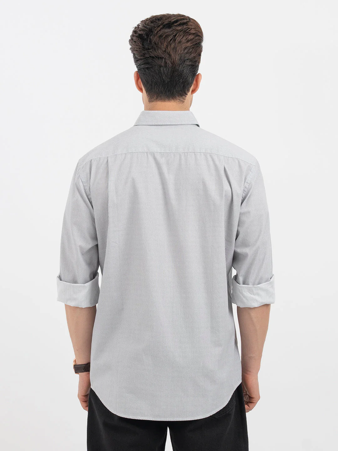 Red Tape Men’s Light Grey Striped Shirt - Image 3