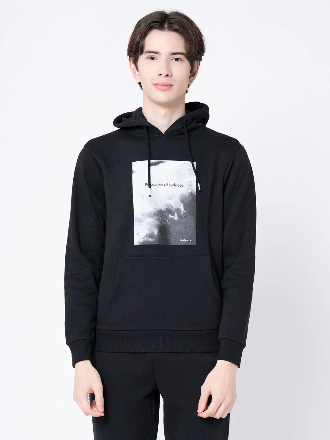 Men's Black Graphic Print Hoodie