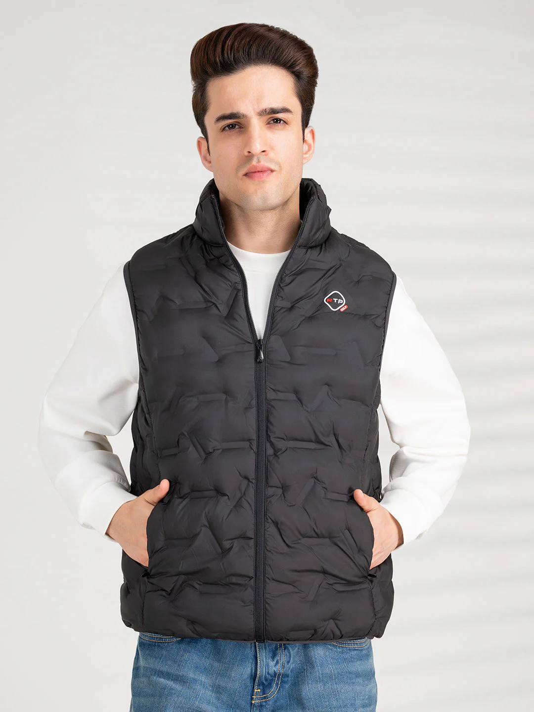 Men's Black Sleeveless Jacket | Winter Heatseal Jackets for Men