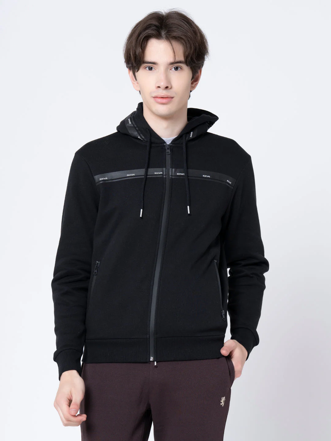 Men's Black Solid Hoodie