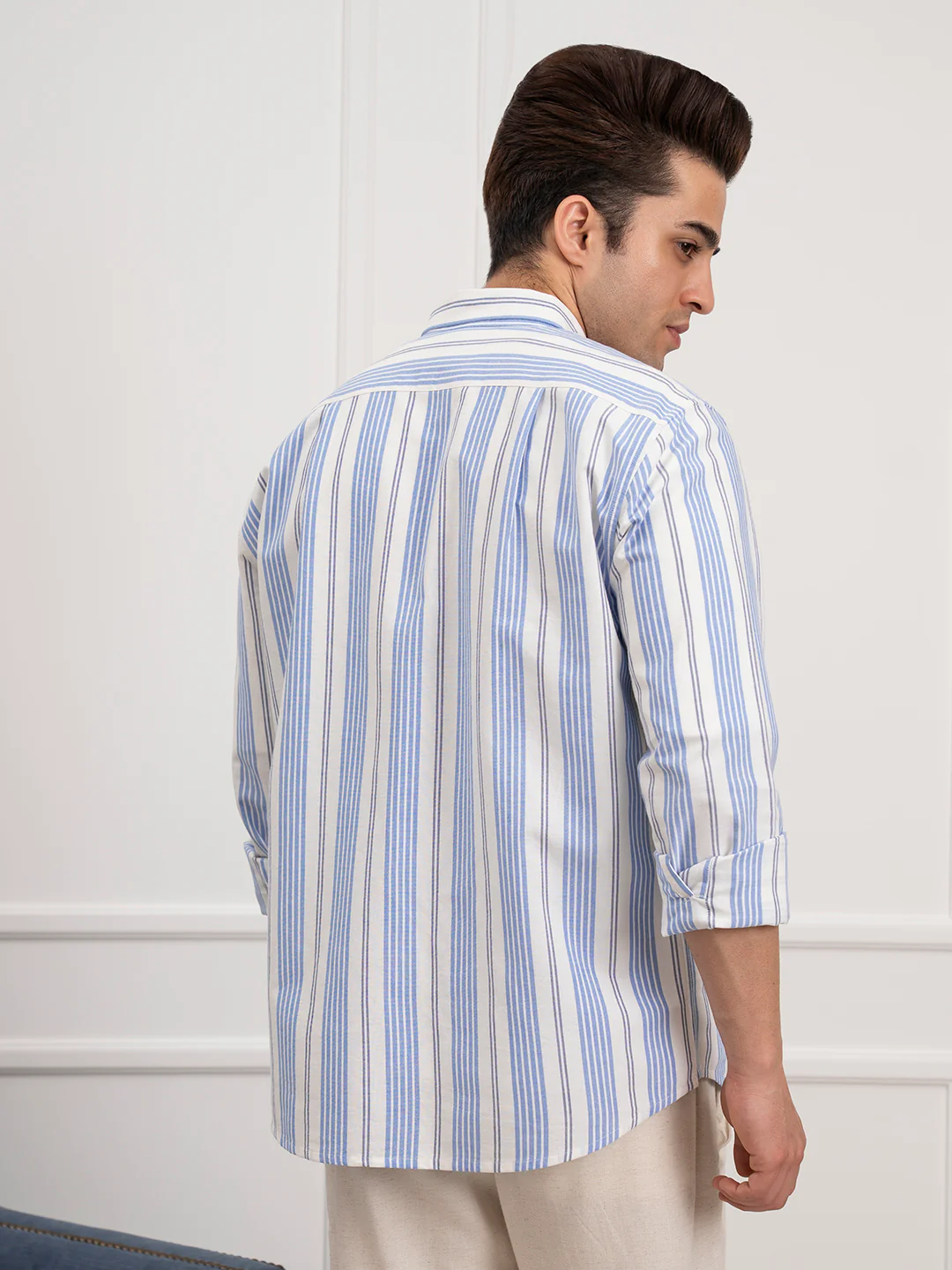 Men’s Blue Oxford Striped Shirt | Timeless Cotton Comfort - Image 5