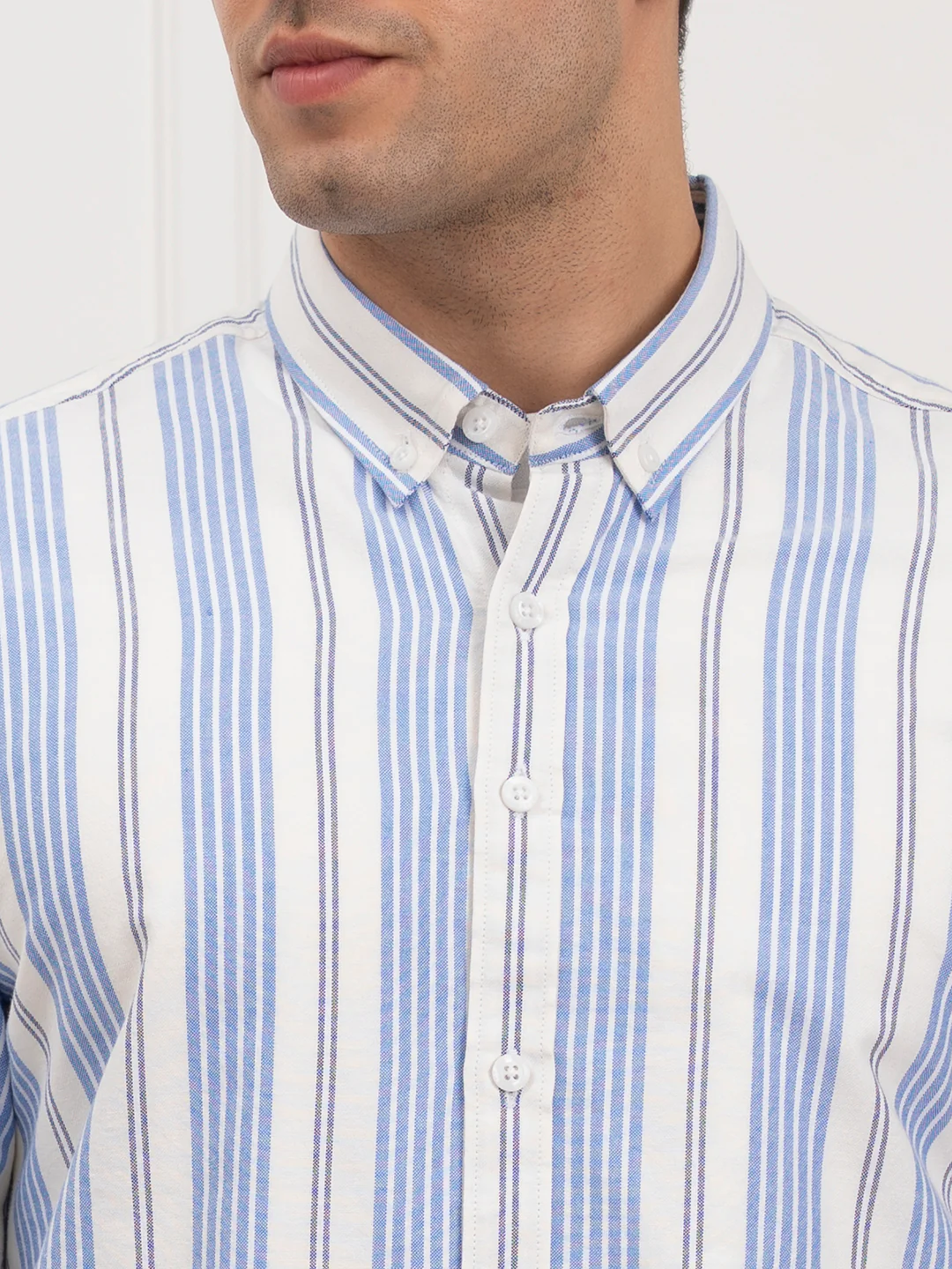 Men’s Blue Oxford Striped Shirt | Timeless Cotton Comfort - Image 6