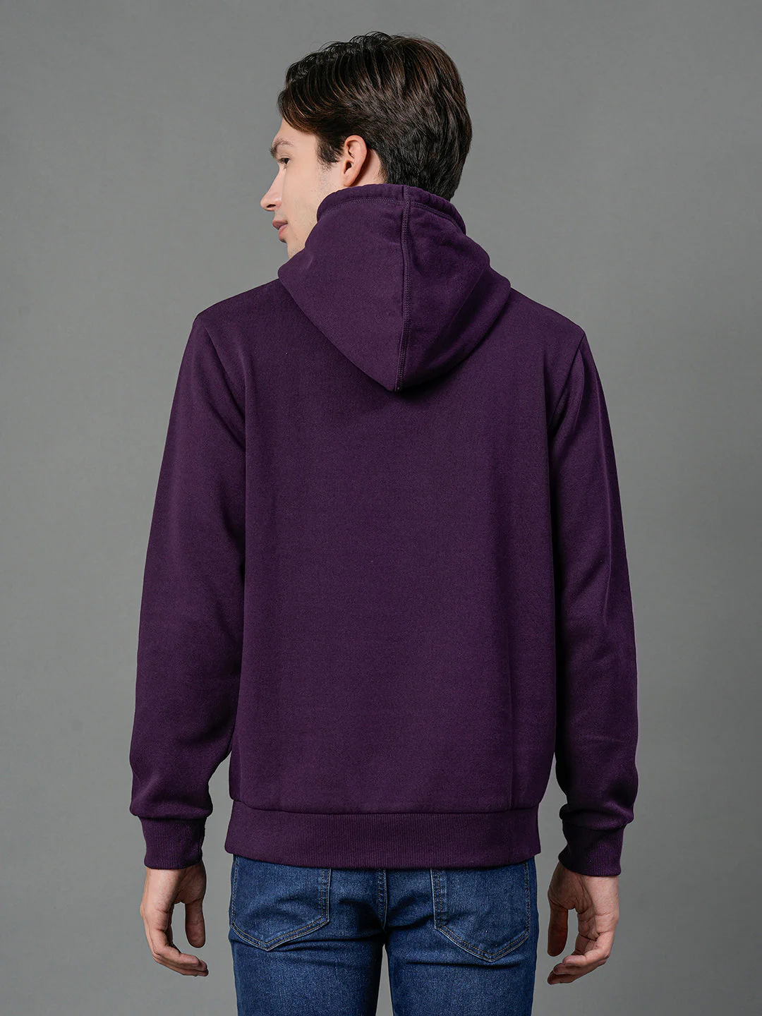 Men's Dark Purple Graphic Print Hoodie - Image 3