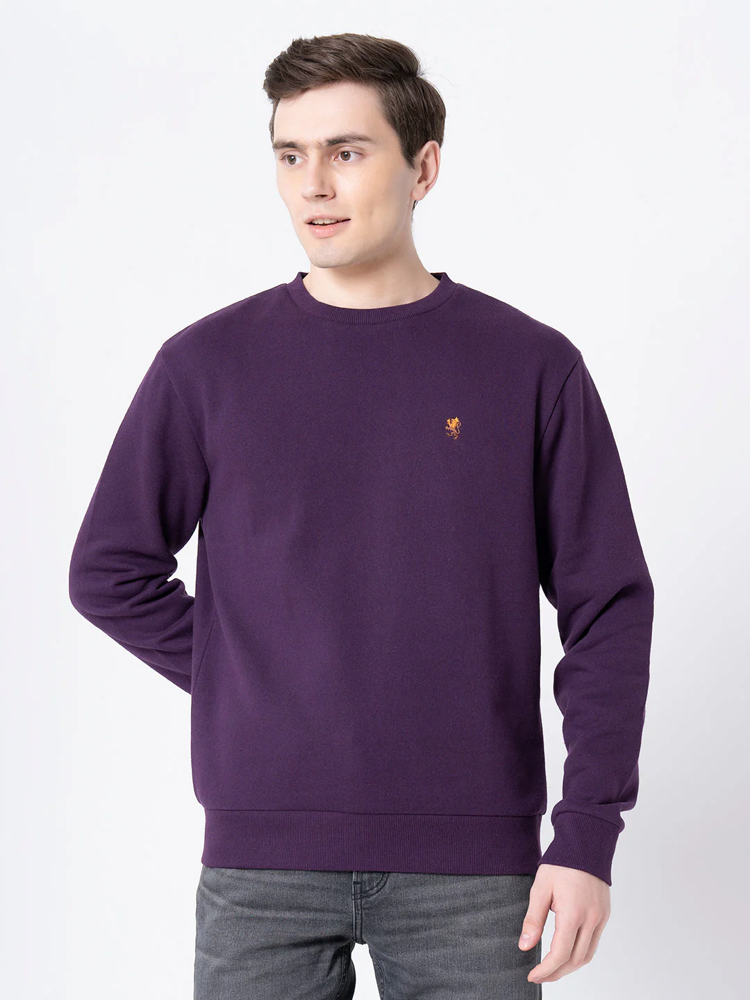 Men's Dark Purple Solid Sweatshirt