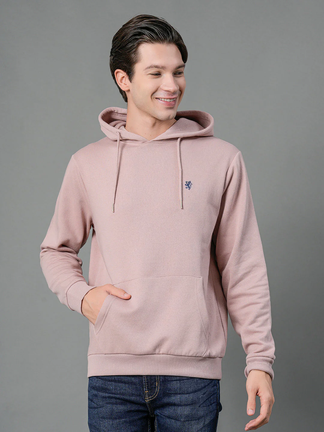 Men's Dusky Pink Solid Hoodie