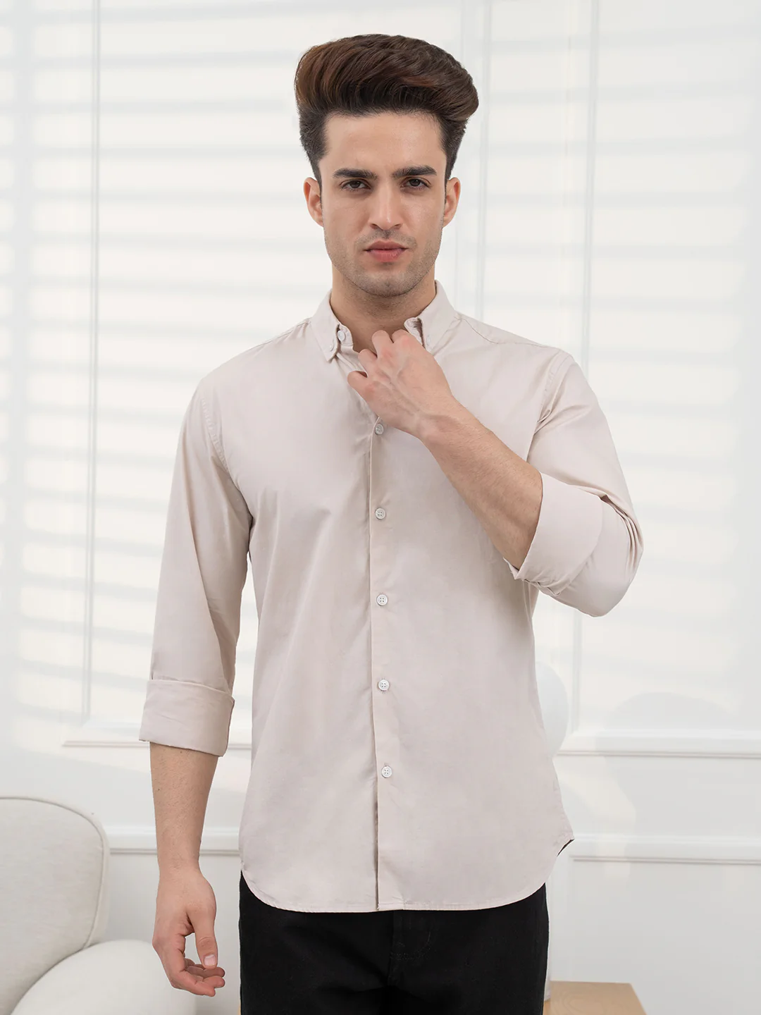 Mens Full Sleeve Poplin Solid Shirt