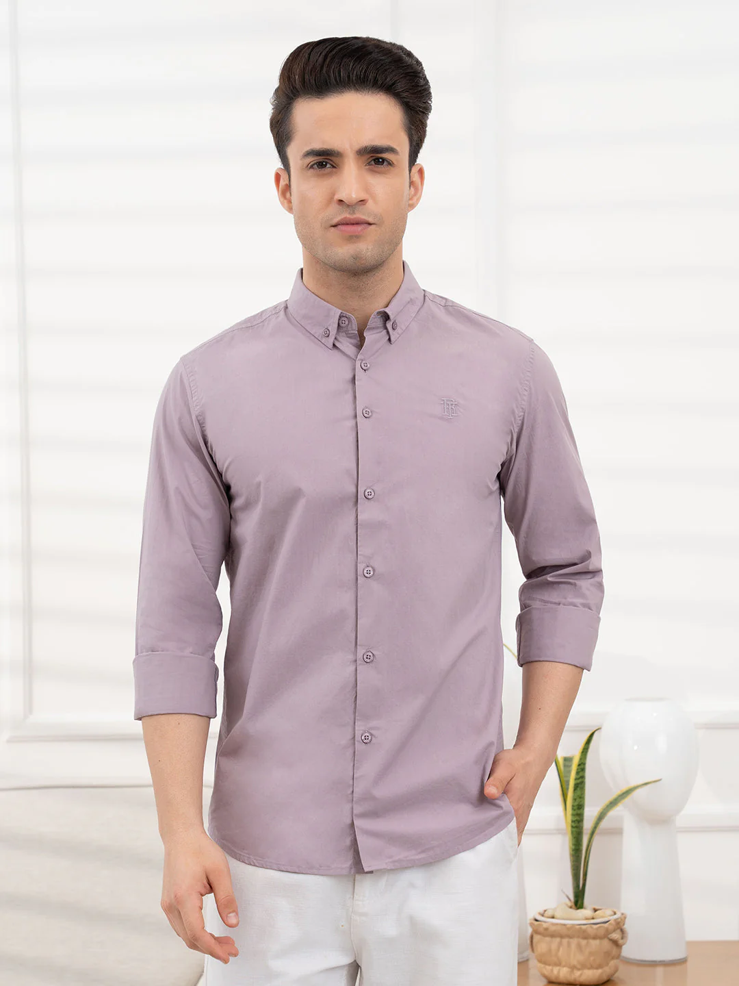 Mens Full Sleeve Solid Poplin Shirt - Image 7