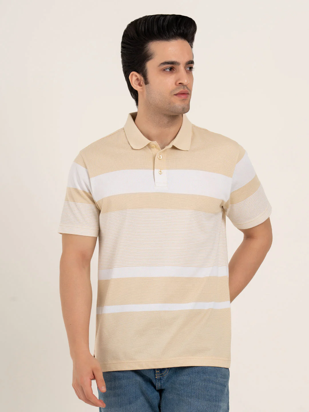 Men’s Horizontal Stripe Polo T-Shirt - Image 9
