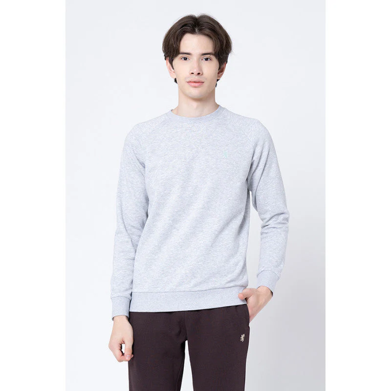 Men's Light Grey Melange Solid Sweatshirt