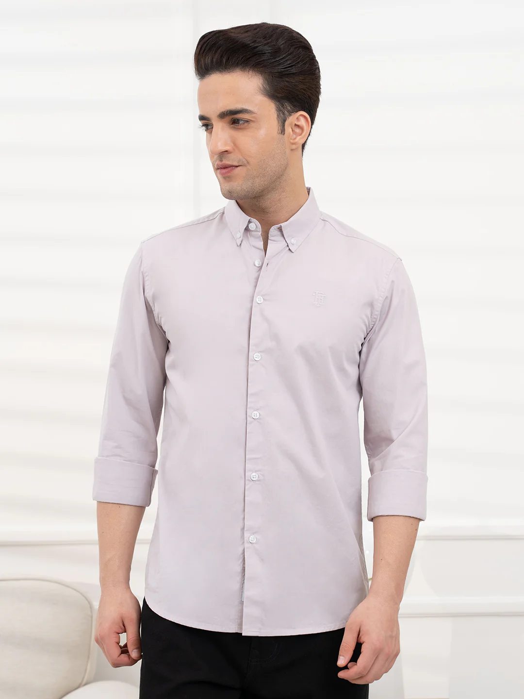 Men’s Light Grey Poplin Shirt | Everyday Cotton Sophistication - Image 3