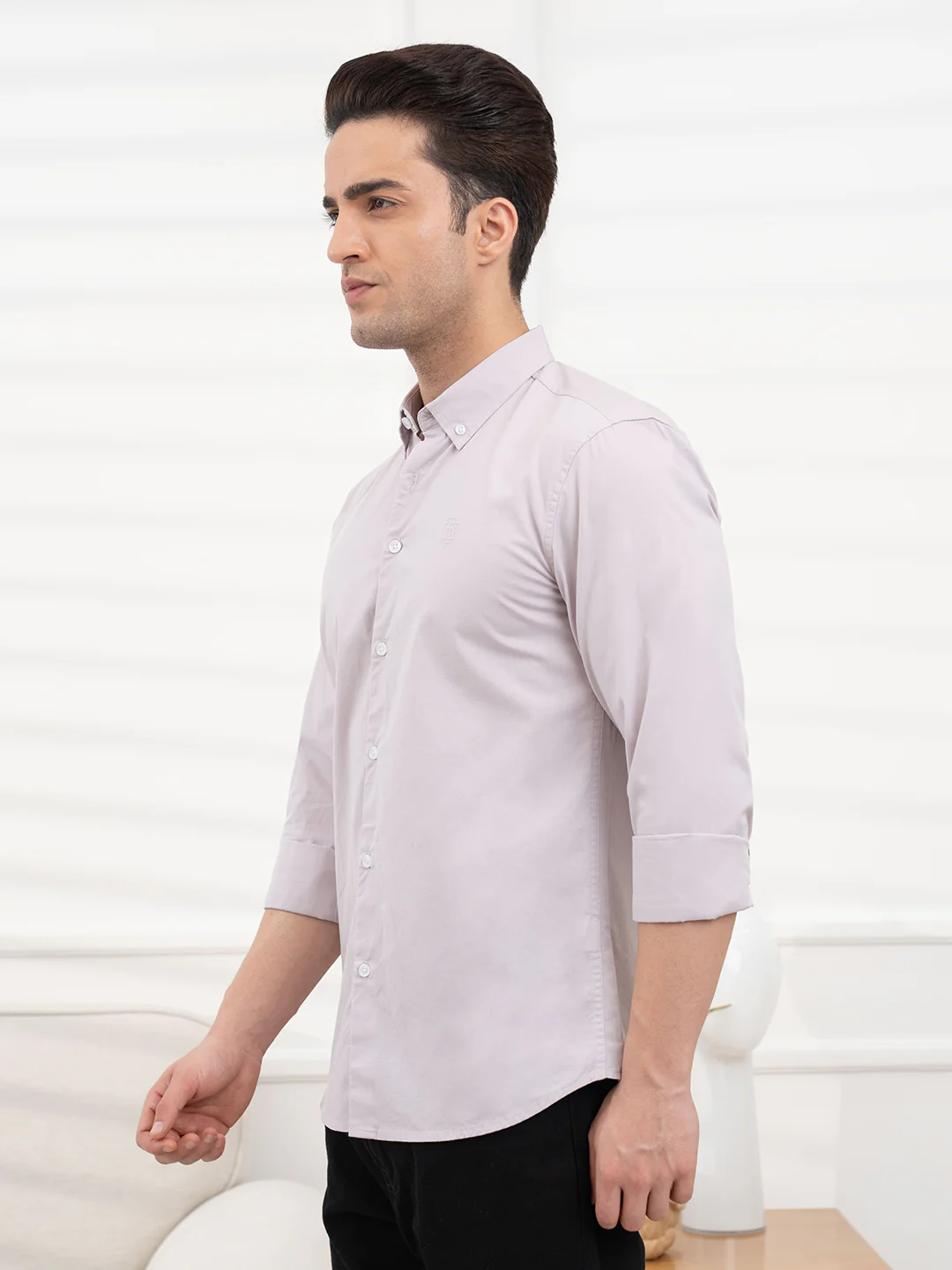 Men’s Light Grey Poplin Shirt | Everyday Cotton Sophistication - Image 4