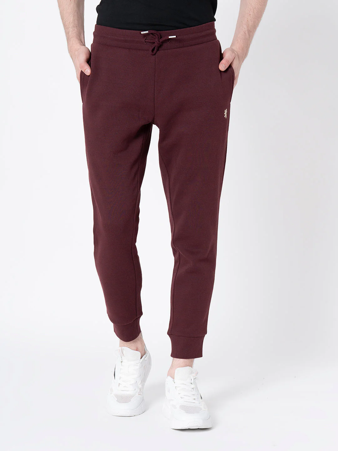 Men's Maroon Melange Solid Jogger