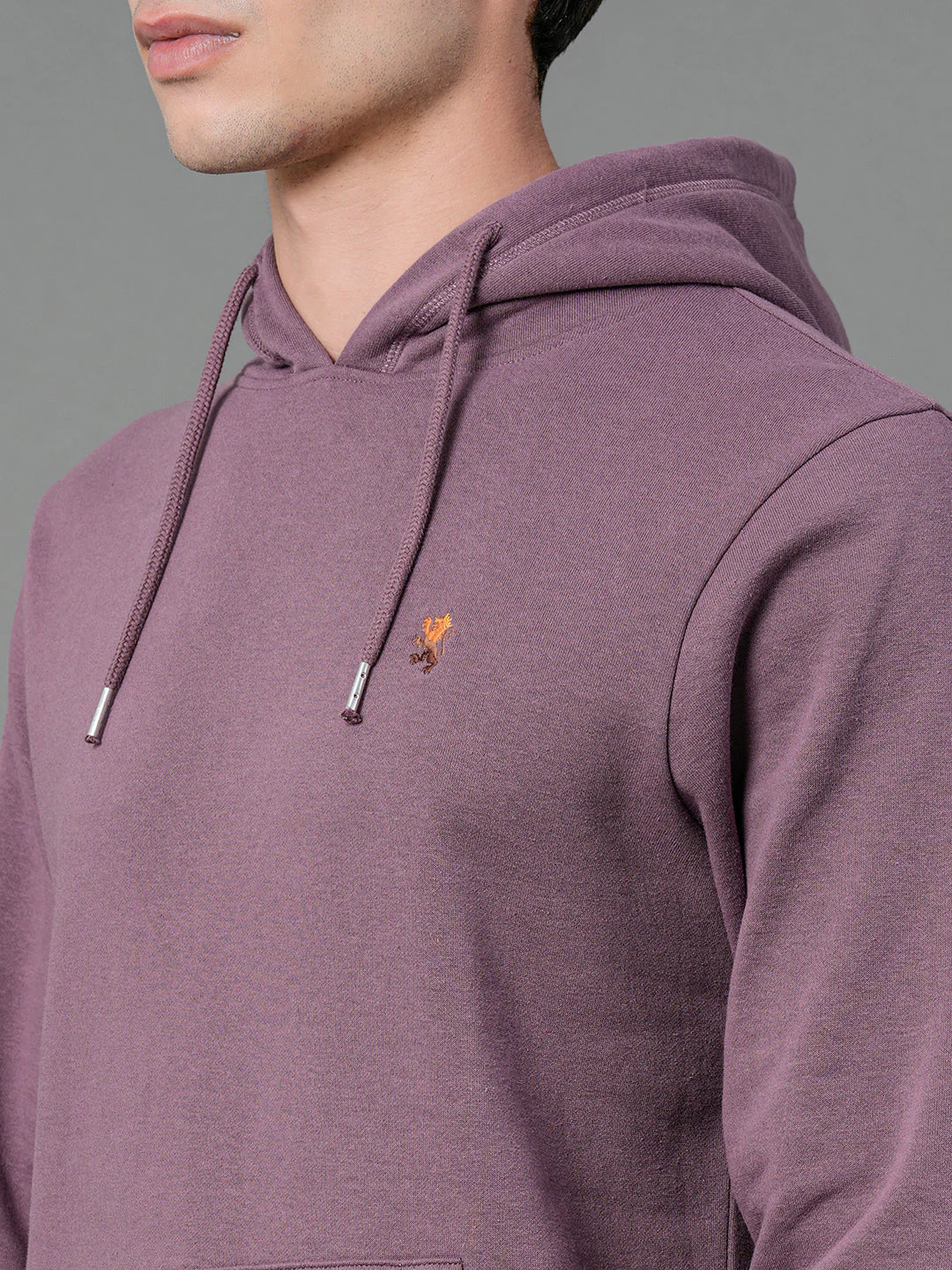 Men's Mauve Solid Hoodie - Image 4