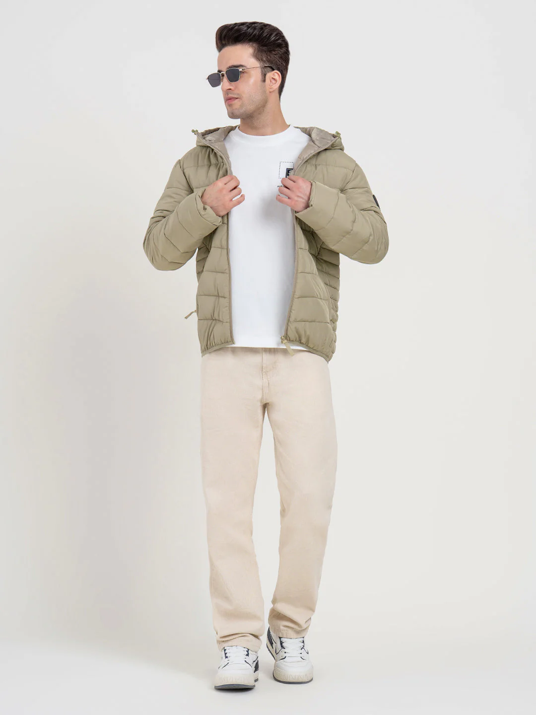 Mens Olive Hooded Winter Jacket | Classic Puffer Comfort
