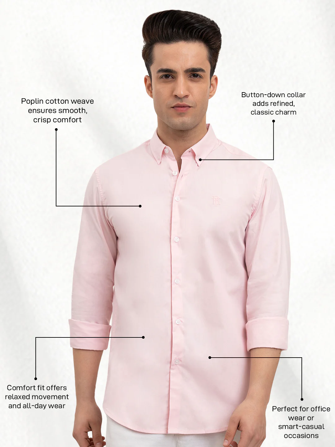 Men’s Pink Poplin Shirt | Smooth Cotton Sophistication - Image 2