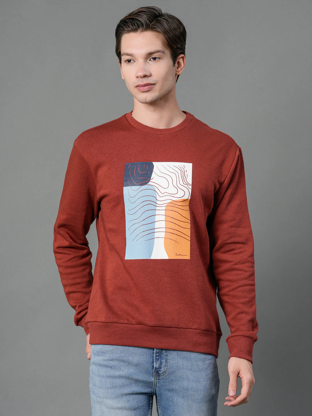 Men's Rust Graphic Print Sweatshirt