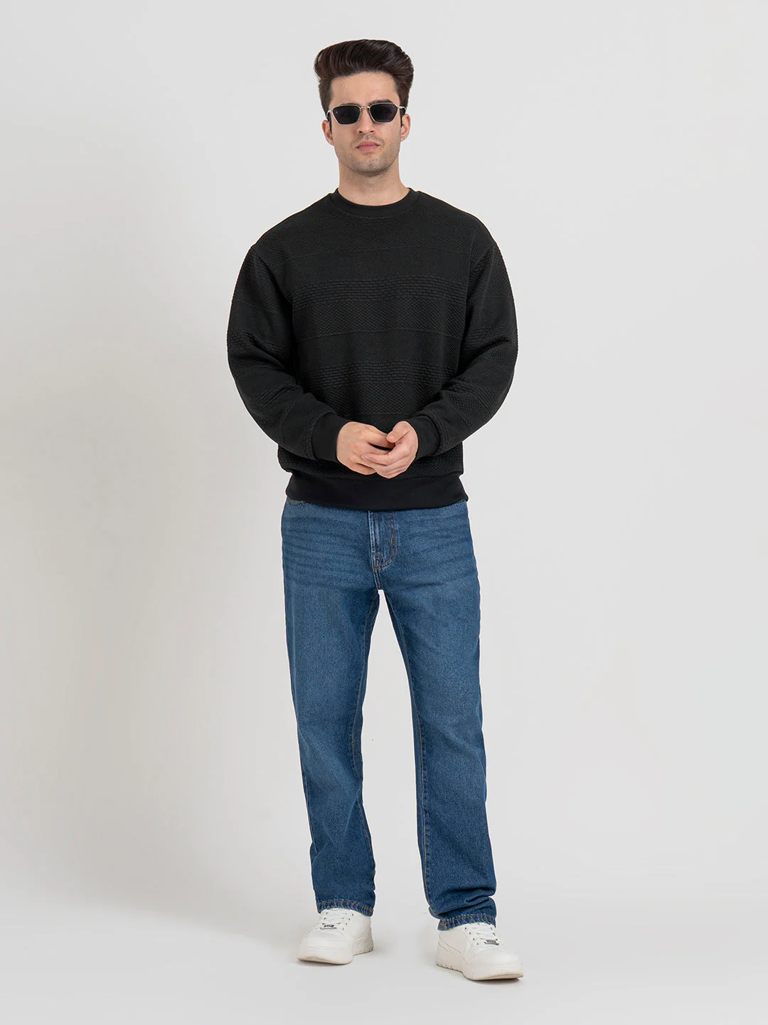 Men's Self Design Sweatshirt For Everyday Wear