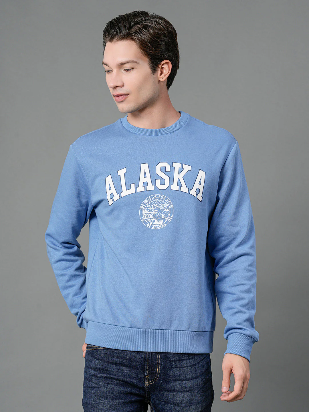 Men's Slate Blue Graphic Print Sweatshirt