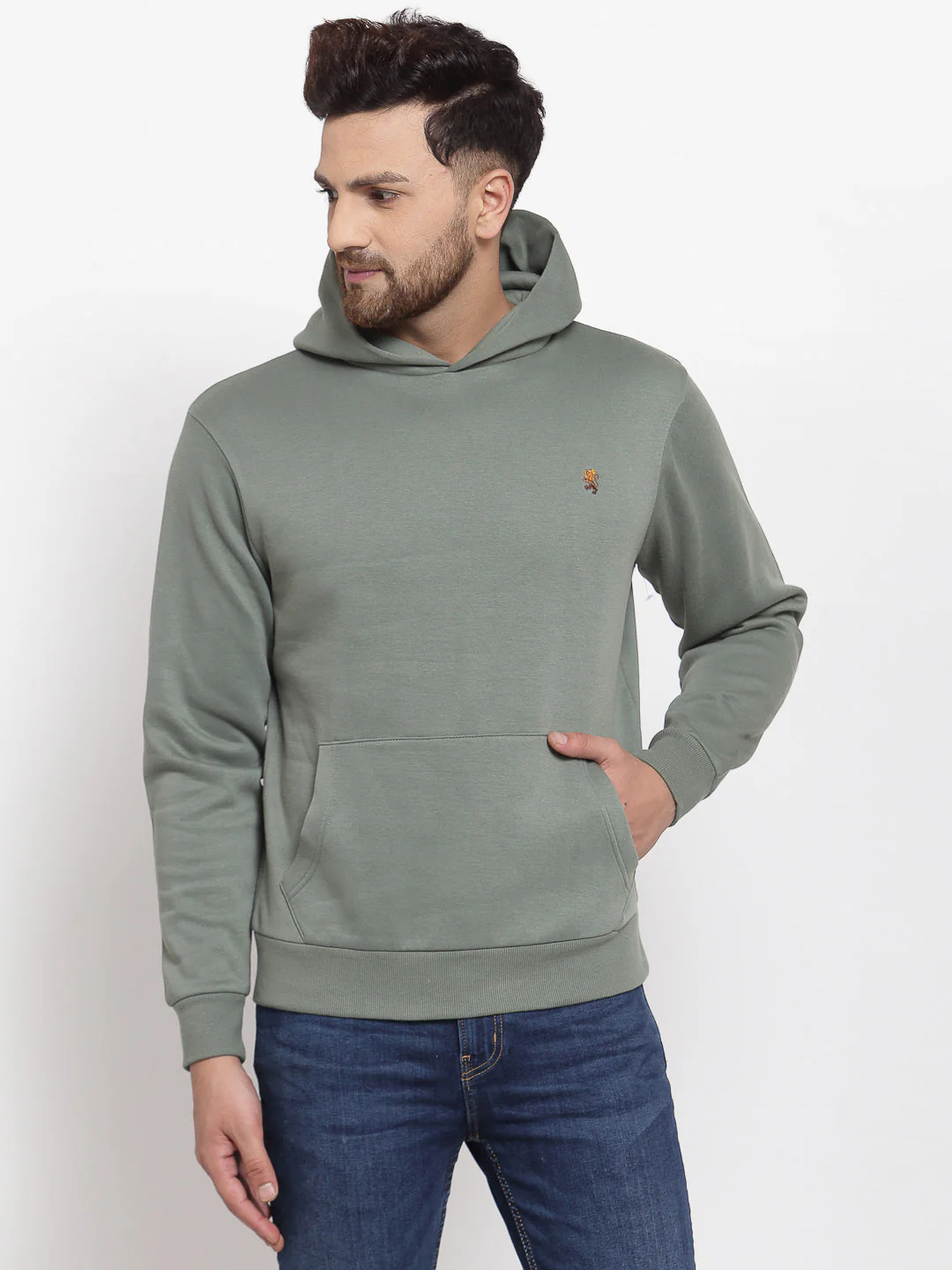 Men's Solid Olive Hoodie