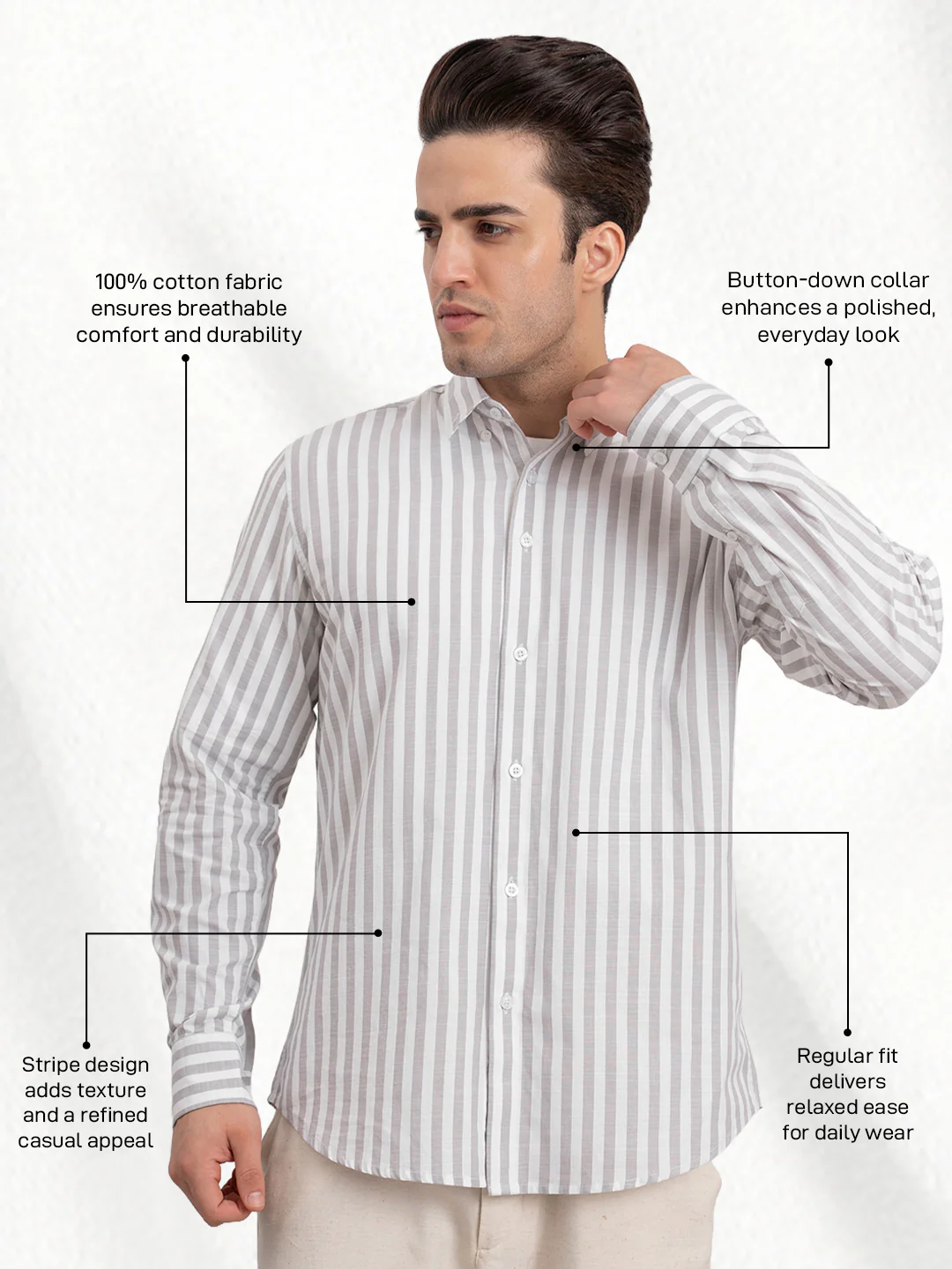 Men’s Striped Cotton Shirt for Casual Everyday Style - Image 2