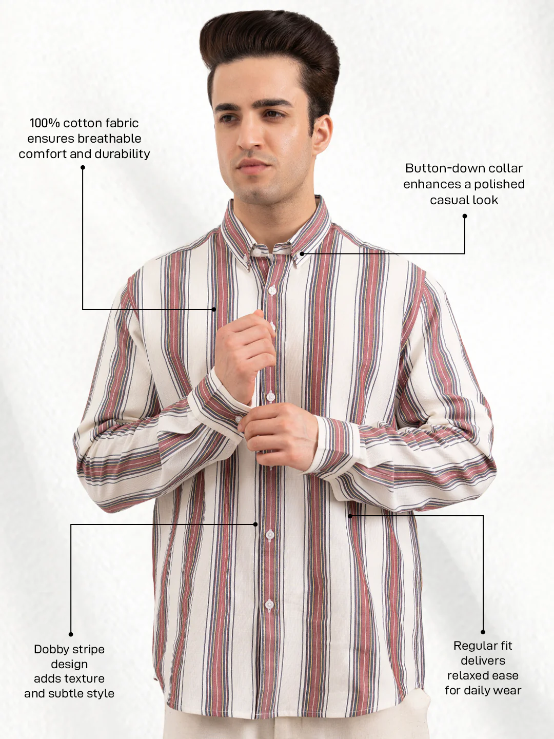 Men’s Striped Cotton Shirt for Effortless Everyday Style - Image 2