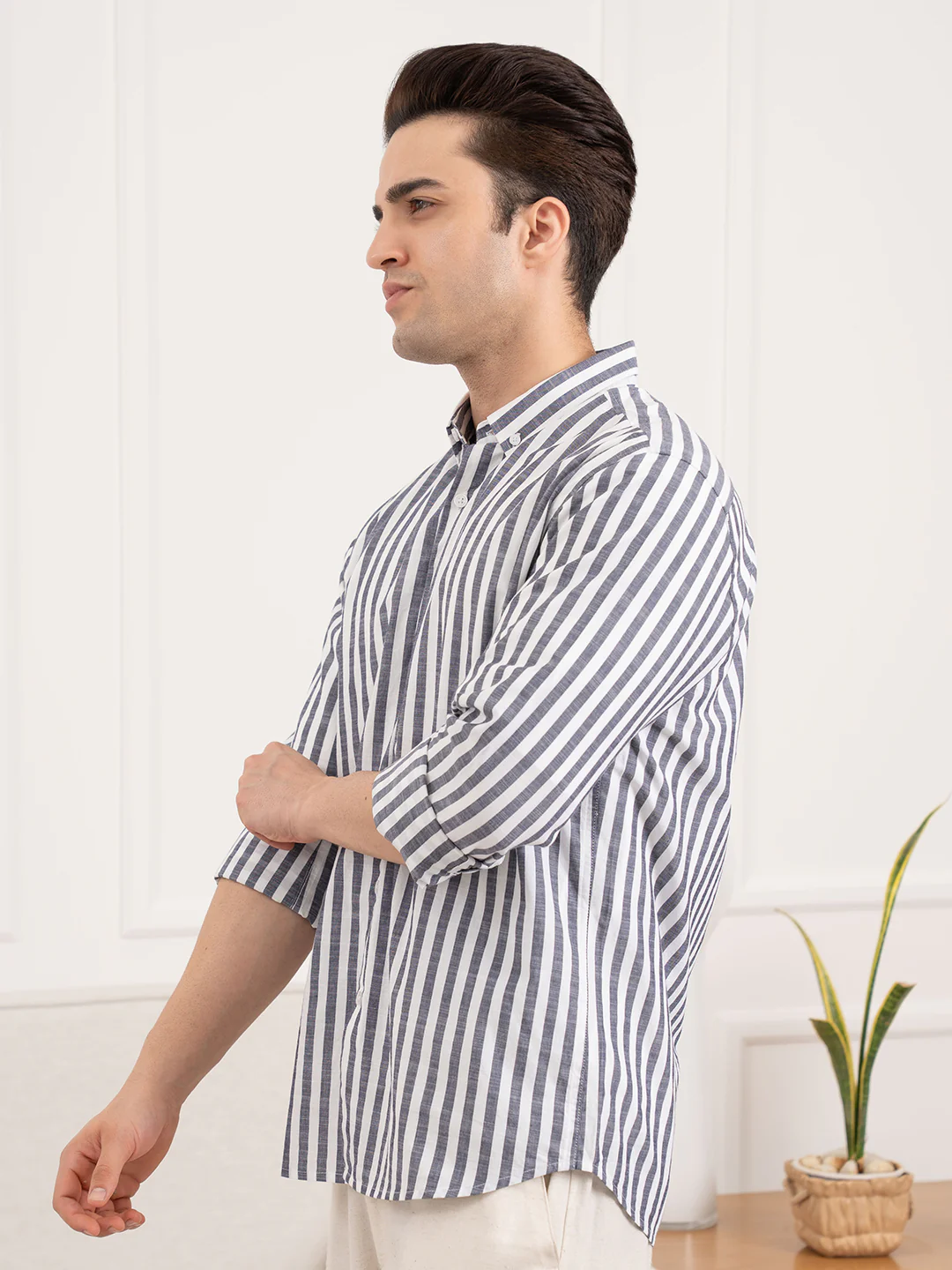 Men’s Striped Cotton Shirt for Casual Everyday Style - Image 4